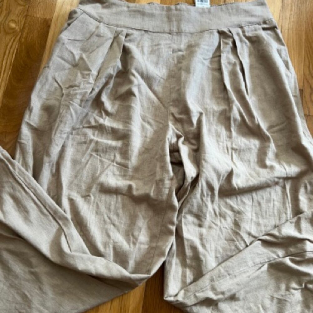 Abercrombie & Fitch Tan Linen Summer Pants with Stretch Waist Band Size L